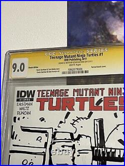 CGC SS 9.0 TMNT #1 CVR RI D Signed Sketch Kevin Eastman IDW Ninja Turtles