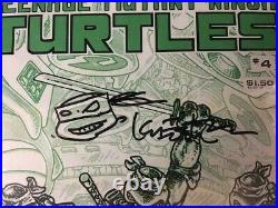 Cgc 8.0 Teenage Mutant Ninja Turtles #4! Signed & Sketched By Eastman! 1st Print