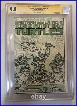 Kevin Eastman Signed Sketch Teenage Mutant Ninja Turtles #4 1985 Comic CGC 9.0