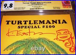 TMNT 100 Turtlemania Gold CGC SS 9.8 SIGNED Eastman Teenage Mutant Ninja Turtles