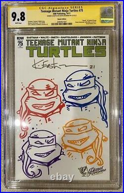TMNT 75 Signed & Sketched Kevin Eastman IDW CGC 9.8 (All 4 Turtles! RARE!)