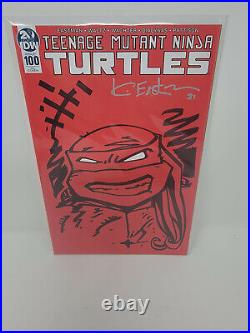 Teenage Mutant Ninja Turtles #100 Red Cover Signed & Full Sketched Kevin Eastman
