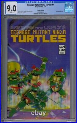 Teenage Mutant Ninja Turtles #4 Cgc 9.0 2nd Second Printing White Pages