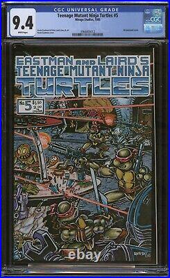 Teenage Mutant Ninja Turtles #5 CGC 9.4/White pages/Mirage 1985 Wraparound cover