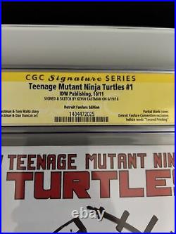 Teenage mutant ninja turtles 1 Signed Sketch Kevin Eastman CGC SS 9.8